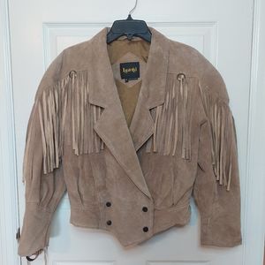 Legali Women's Tan Leather Fringe Jacket